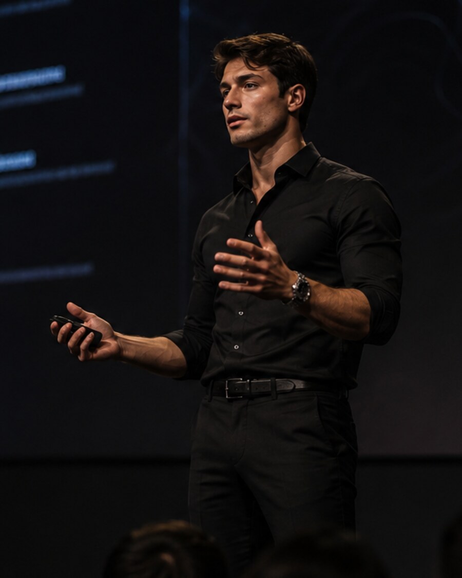 Viktor Dragovitch, estrategista financeiro corporativo, durante palestra